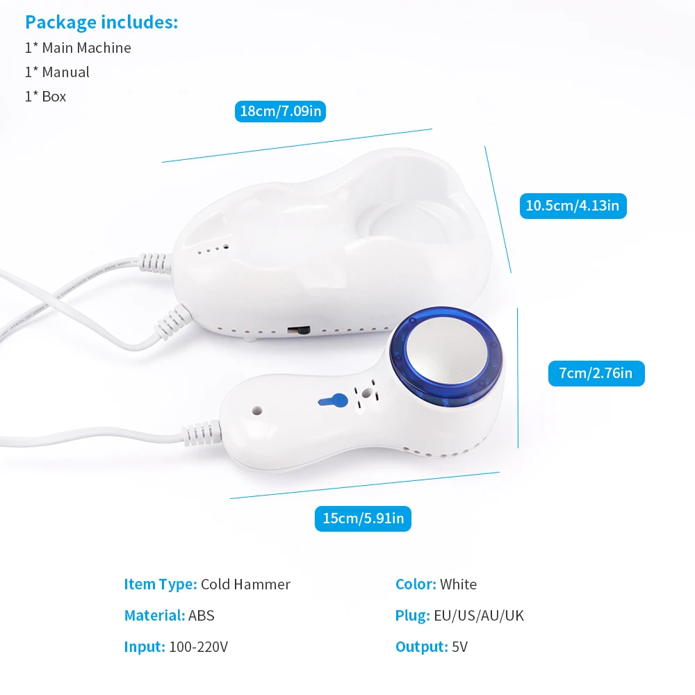 Синий светильник с холодным молотком для лица криотерапия ледяное Исцеление