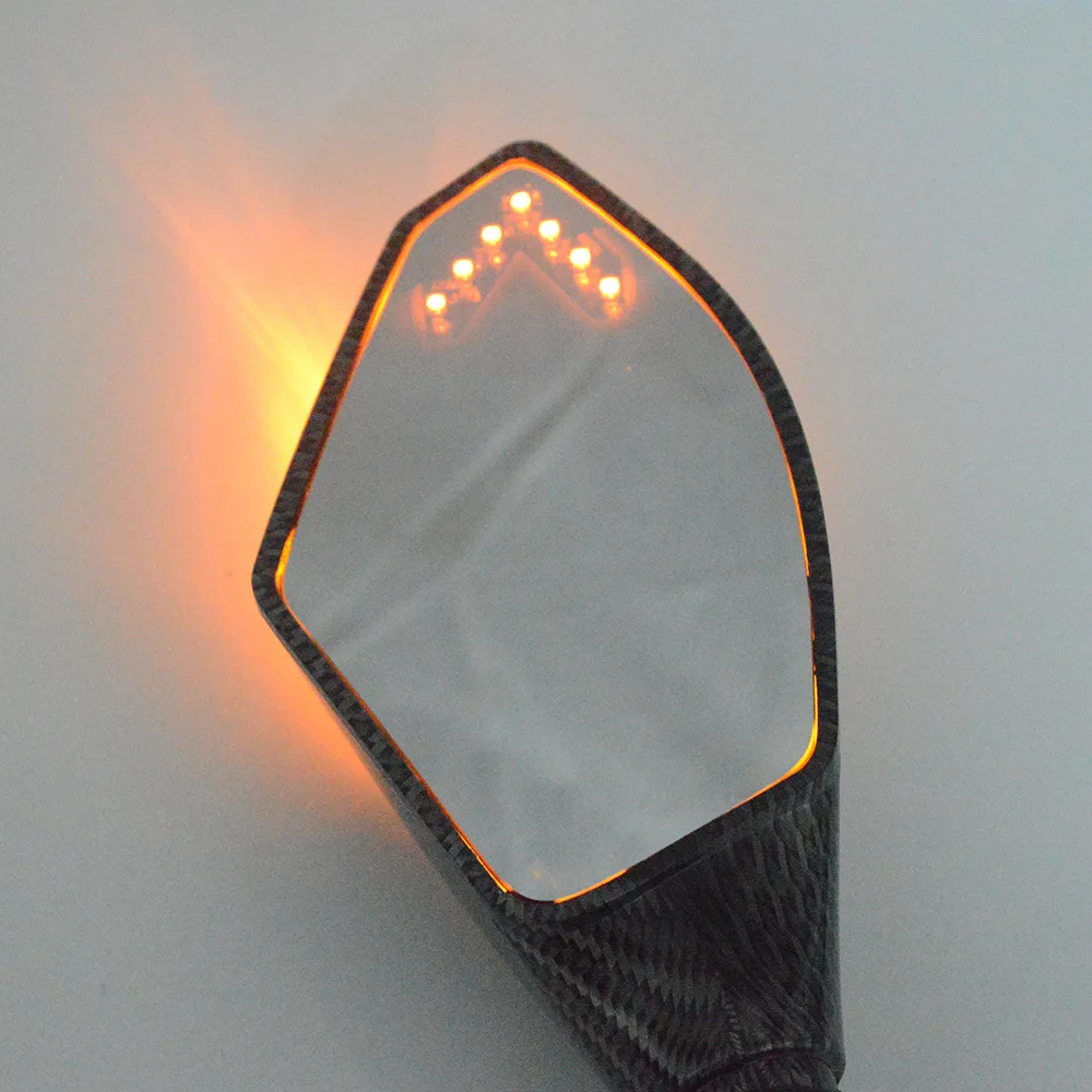 Карбоновые зеркала заднего вида Fibe для мотоциклов СВЕТОДИОДНЫЕ указатели