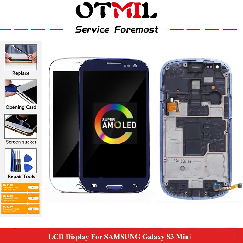 AMOLED 4 0 &quotдля SAMSUNG Galaxy S3 Mini OTMIL ЖК дисплей сенсорный экран Рамка дигитайзер