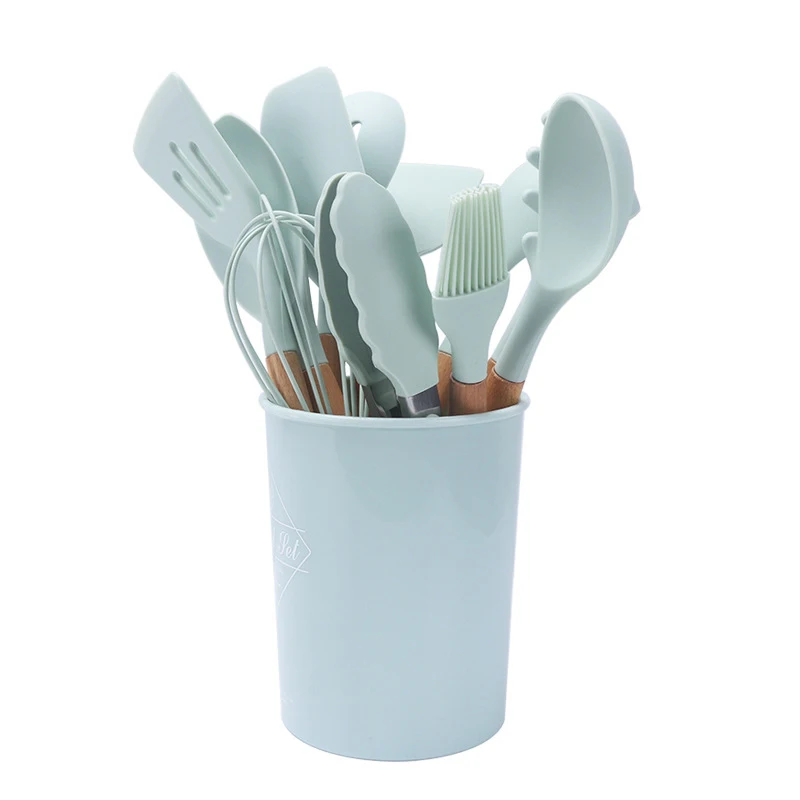 

11pcs Silicone Kitchenware Non-stick Pan Kitchen Tools Set Cooking Utensils Set With Storage Bucket For Kitchen MOWA889