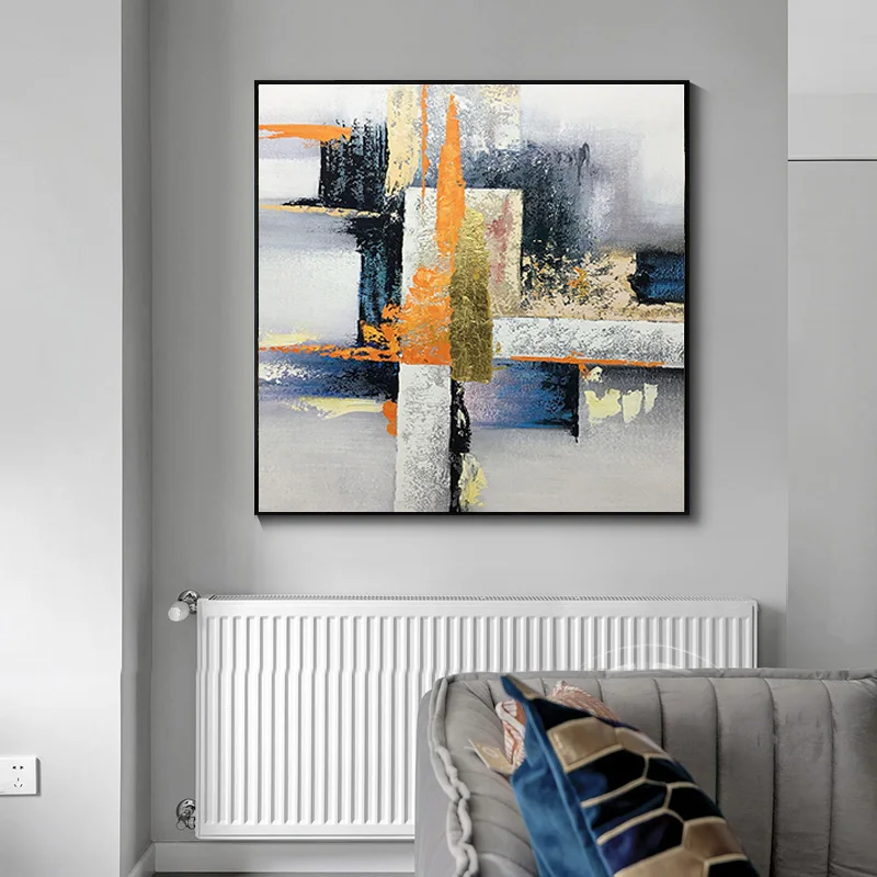 Абстрактная Золотая живопись маслом напечатанная на холсте акварель плакаты и