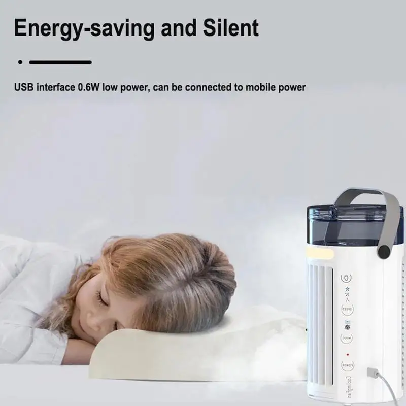 

White New Mini Air Conditioning Fan Small Portable USB in Fan Fan Humidifying Cooling Office Atomizer Home Cooler Desktop Q9R7
