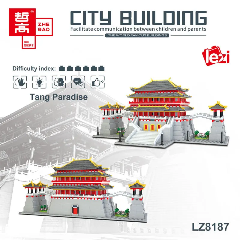 

LEZI LZ8187 Miniature Diamond Small Particles Hibiscus Garden Modular Building Blocks Bricks Model Children's Toy Christmas Gift