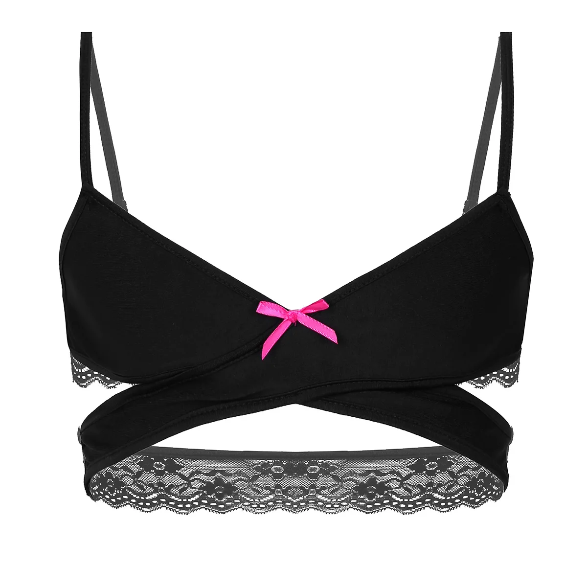 Мужской бюстгальтер без косточек розовое кружевное нижнее белье для геев