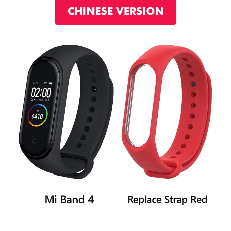 CN n Red strap Из России Xiaomi Mi Band 4 фитнес браслет 0,95 дюймов AMOLED 120X240 полноцветный экран Bluetooth 5,0 браслет 50 м Водонепроницаемый - Цвет: CN n Red strap