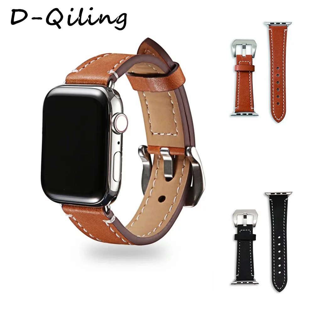 Ремешок из воловьей кожи ручной работы для Apple Watch 42 мм 38 серия 5/4/3/2/1 кожаный