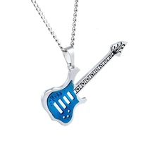 316l stainless steel guitar necklaces punk rock necklace pendant chains gift accessories music jewelry instruments choker