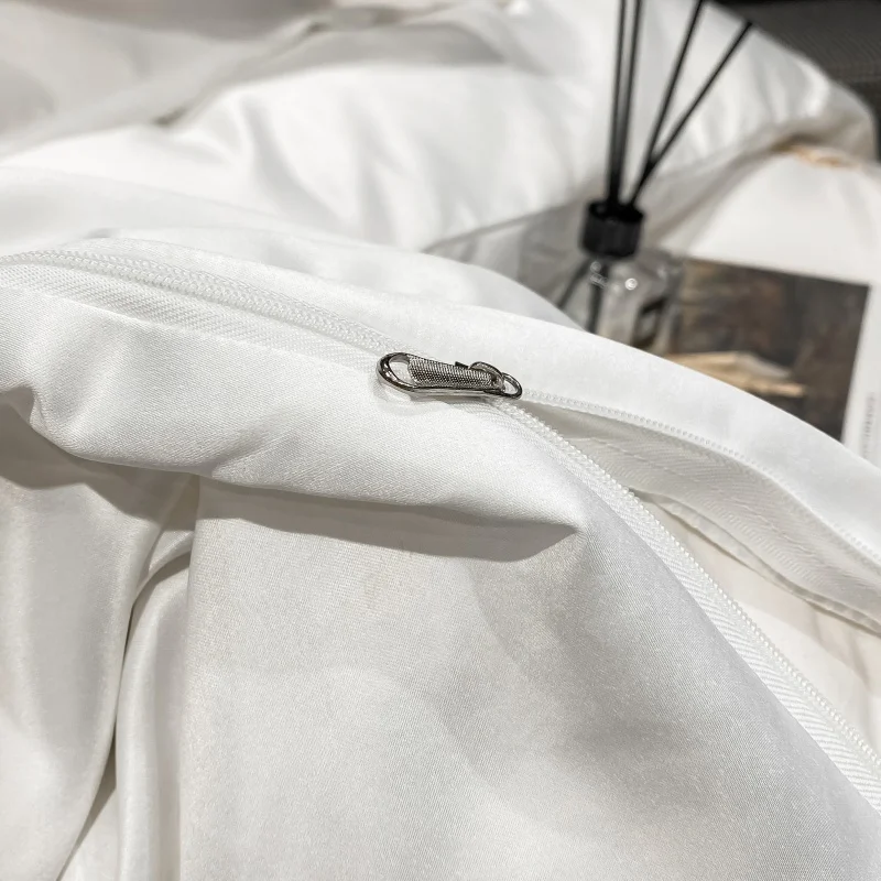 White Satin Washed Silk/Cotton Bedding Set Luxury Palace Gold Embroidery Duvet Cover Flat/Fitted Sheet Pillowcases Home Textiles | Дом и сад