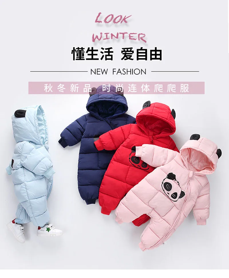 2019 Snowsuit Baby clothes Snow wear Cotton Padded One Piece Warm Outerwear Overalls Romper Kids Winter Jumpsuit Newborn Parkas | Детская