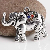 sunyik tibetan silver austrian crystal elephant animal bead charms pendant for making bracelet necklace