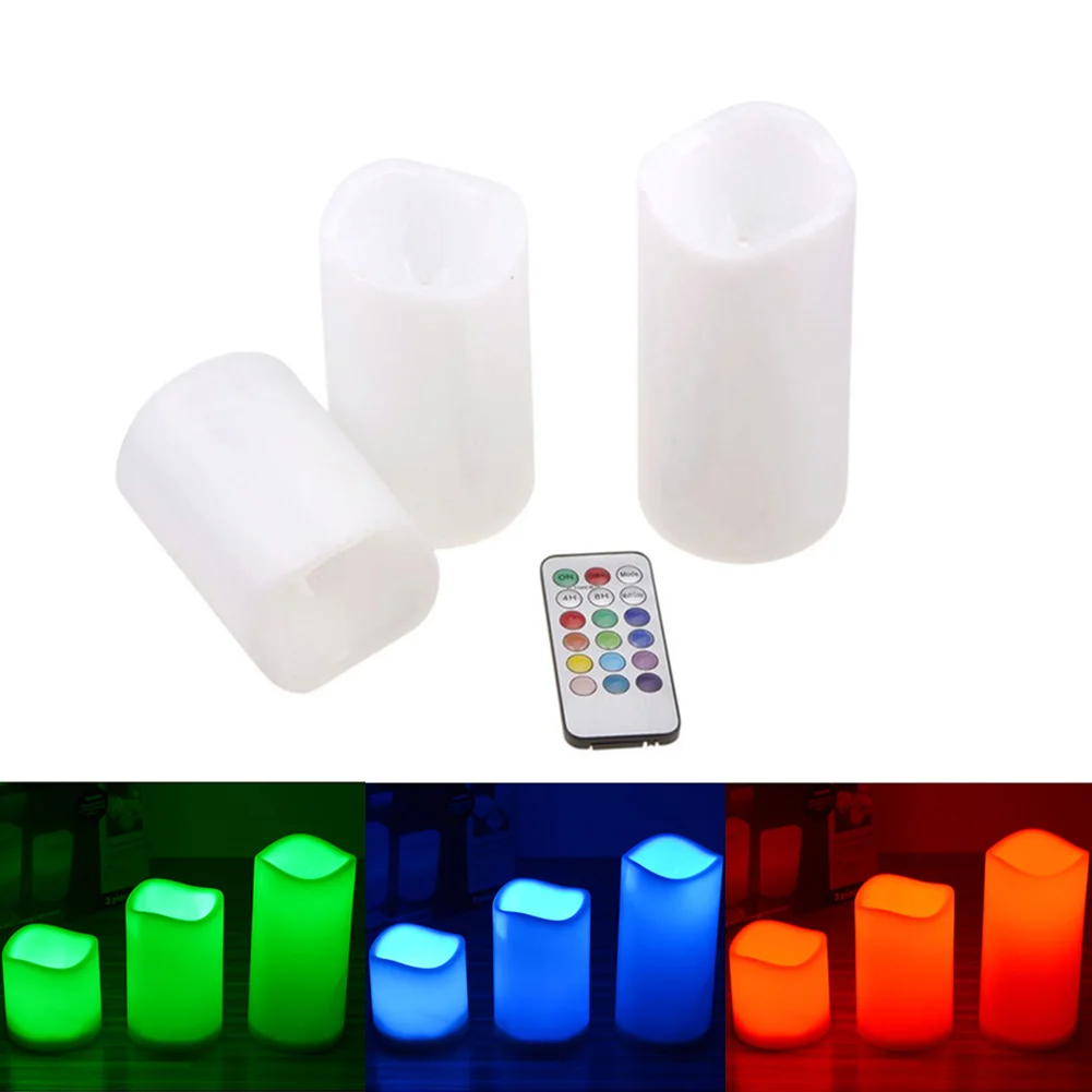 3 шт./компл. меняющийся цвет светодиодный светильник свечи пульт дистанционного