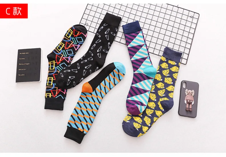 Скейтборд Chaussette Homme, Модные цветные женские носки с язычком, в европейском и американском стиле, в стиле хип-хоп, забавные носки Meias, Size36-42
