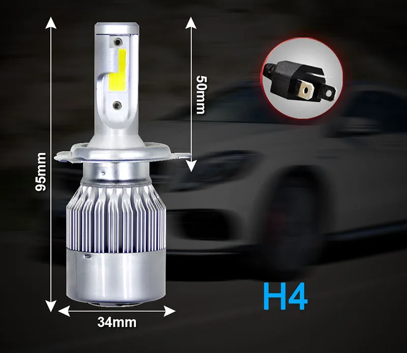 2 шт./лот C6 светодиодные фары лампы Conversion Kit огни 72W фары для 8000LM HB3 HB4 9004 9005 H1 H3 H4 H7 Авто COB машинные 6000K