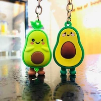 cartton 3d cute keychain simulated fruit soft resin smiling avocado keychains couple jewelry women fashion trendy keychains