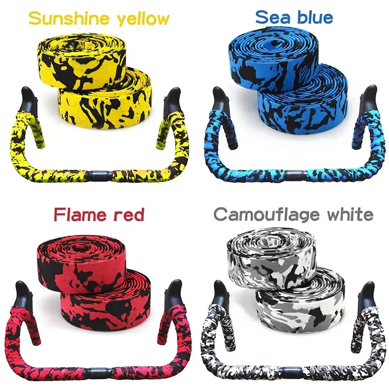 

2pcs Bicycle Handlebar Wrap Tape Camouflage Anti Slip MTB Road Bike Handle Belt with Bar Plugs Cycling Accessories