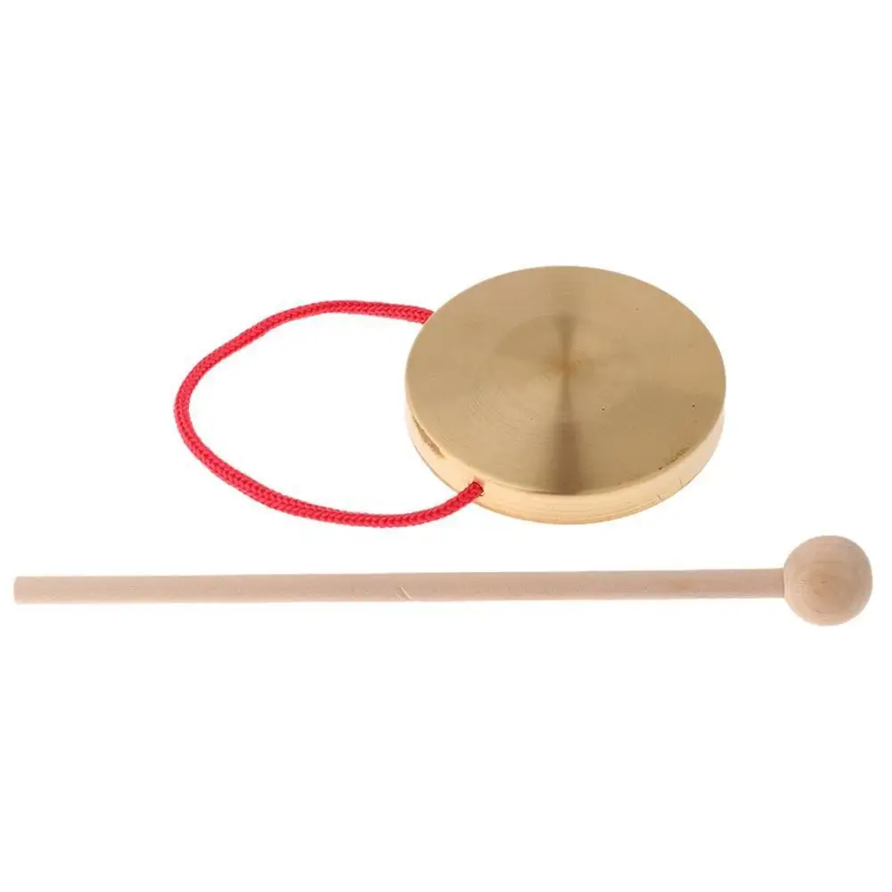 

21cm Hand Gong Copper Cymbals with Wooden Stick Chapel Traditional Chinese Opera Toy Percussion Folk Musical Toy Kids K8I2