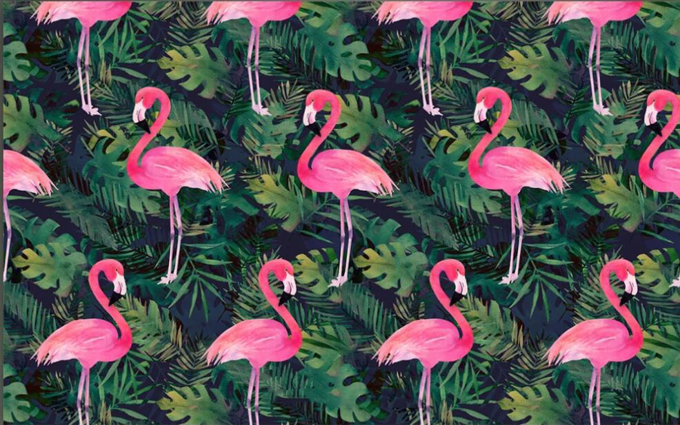 Milofi Custom 3D Wallpaper Mural Nordic Plant Green Leaf Flamingo Hand Painted Background Wall Decoration Painting Photo | Обустройство