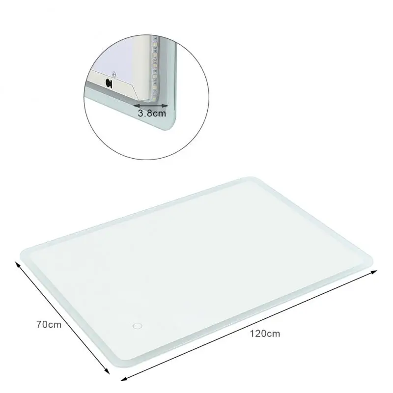 

3 Sizes Bathroom Mirror 120x70/80x60/70x50cm Smart Rectangular Makeup Bathroom Mirror New Reflection 5050 LED Vanity Mirror HWC