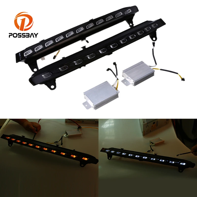 Светодиодные водонепроницаемые дневные ходовые огни POSSBAY белого и желтого цвета