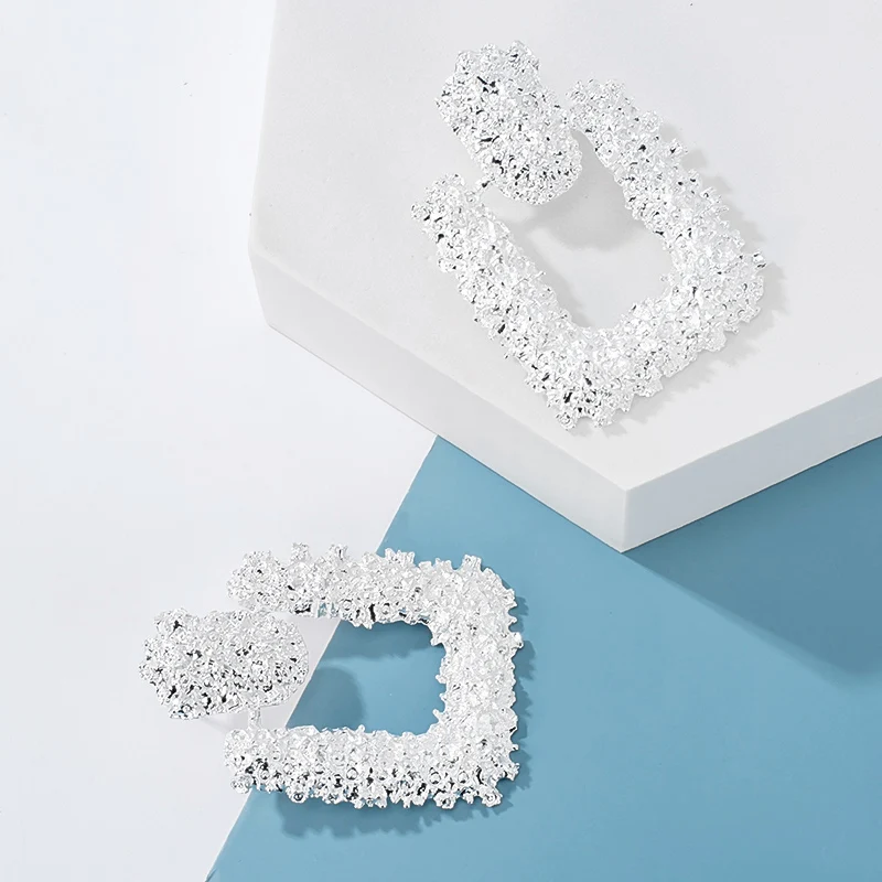 Модные большие массивные Висячие серьги для женщин геометрические серебряные