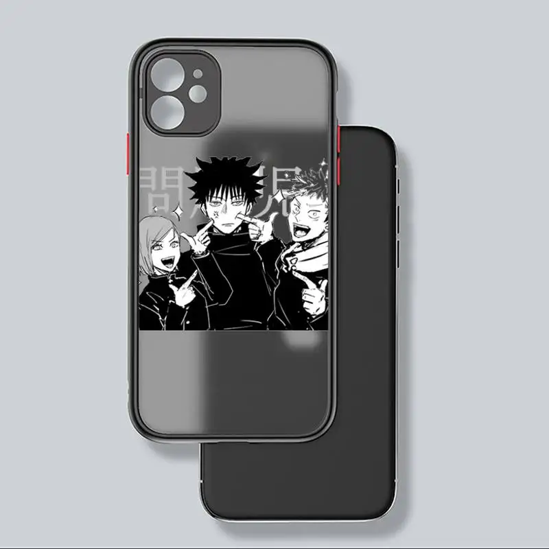 

Japanese Anime Jujutsu Kaisen Phone Case black matte transparent For iPhone 7 8 x xs xr 11 12 pro plus mini max Clear Funda