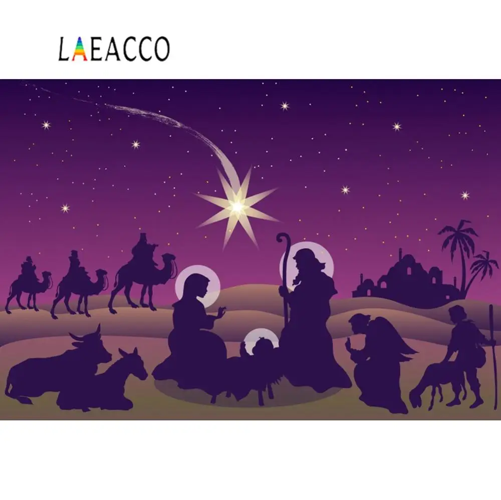 Laeacco Рождество сцена фон для фотографии Иисуса рождения последователь овец