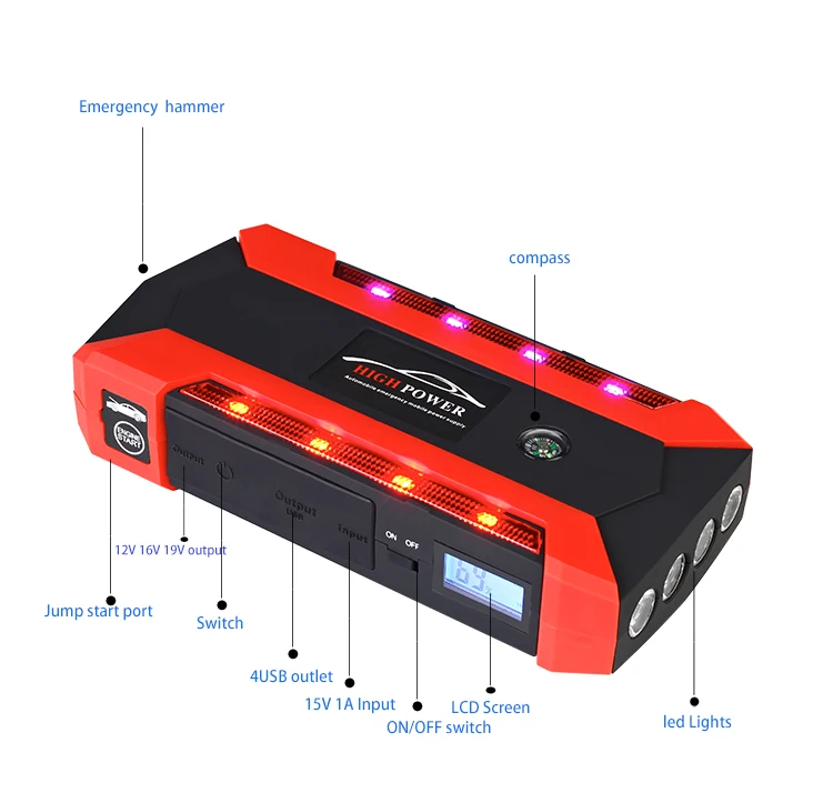 Автомобильный пусковое устройство power Bank 600A портативный автомобильный аккумулятор зарядное устройство 12 В пусковое устройство бензиновый дизельный супер мощный автомобильный стартер
