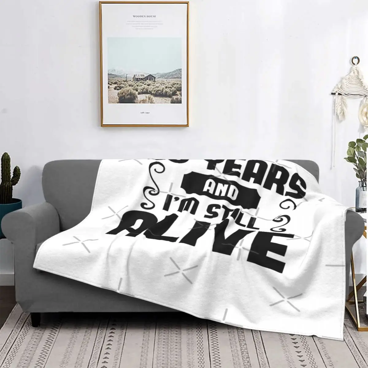 

Manta a cuadros con capucha para cama, colcha con estampado de "I'm Still Alive", 55 años