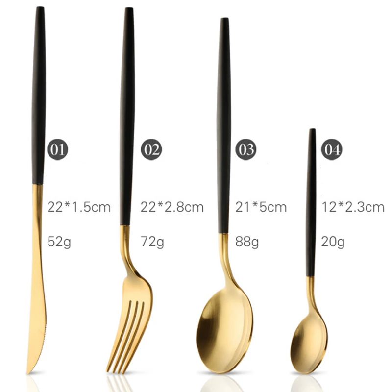 

4PCS Matte Brushed Kitchen Utensils Sets Stainless Steel Dinnerware Sets Tableware Western Food Knife Fork Teaspoon Cutleries