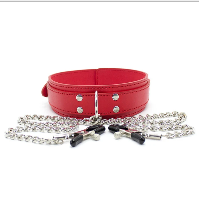 Ожерелье из кожи зажимы для сосков страз ролевых игр интимные игрушки