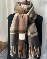 the new imitation cashmere retro british tassel plaid scarf women autumn and winter thickening warm bib fashion shawl dual use