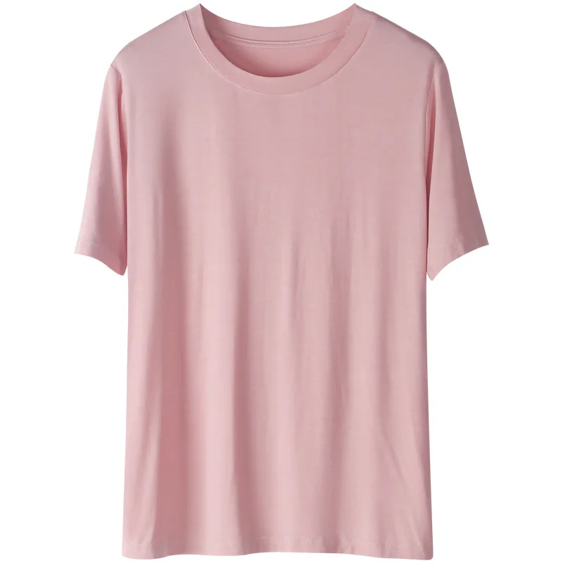 

Grace&Taste Modal T-Shirt Women Short Sleeve Tops Loose Large Size Coffee Simple New Women's Summer 2021 Half Sleeve Tees