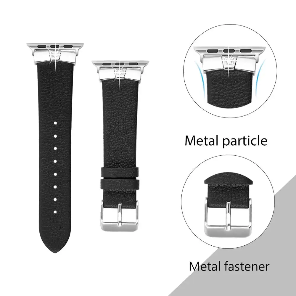 Ремешок из натуральной кожи для Apple Watch Band 38 мм 44 40 42 сменный кожаный браслет Iwatch