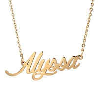 alyssa name necklace personalised stainless steel women choker 18k gold plated alphabet letter pendant jewelry friends gift