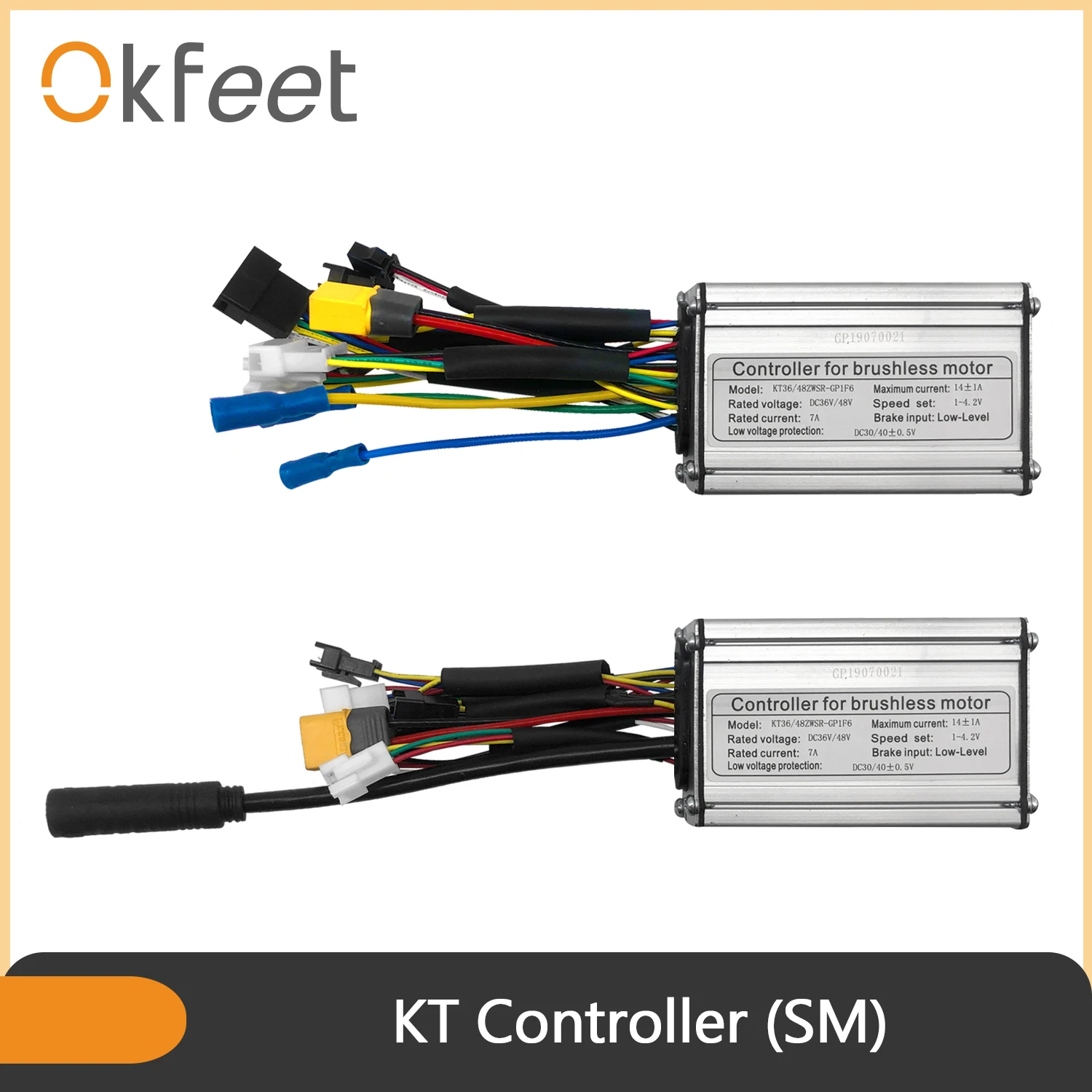 Контроллер Okfeet KT электрический велосипед 36В 48В 14а квадратный волнистый