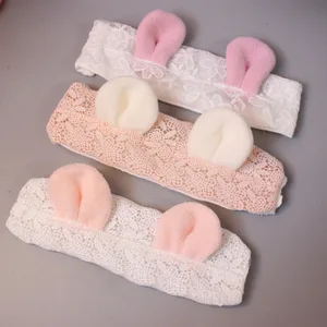 Повязка на голову для девочек, широкая Кружевная повязка на голову с медвежьими ушками