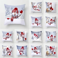 hot sale snowmen throw pillows covers geometric refreshing car decor cushion cover home supplies pillowslip 4545cm pillow case