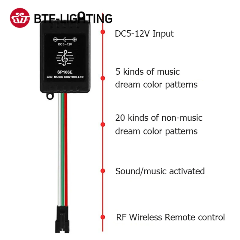 SP106E RGB светодиодный контроллер 9 ключей RF Беспроводной пикселей IC SPI Музыка