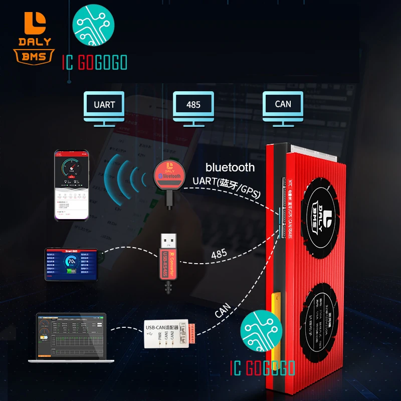 DALY Smart 10S 36V Li Ion 80A 100A 150A 200A 250A Защитная плата литиевого аккумулятора Lipo BMS Bluetooth