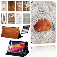 wood case for argos alba 7810 inch leather pu adjustable folding dust proof tablet protective cover stylus
