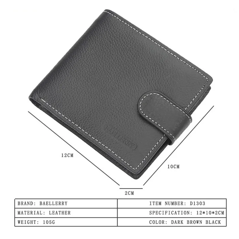 Брендовый кошелек Baellerry для мужчин кожаный бумажник с кармашком мелочи кредитных