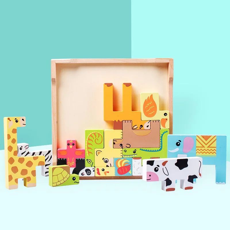 

Children animal jigsaw puzzle Tetris building blocks puzzle map early education toys