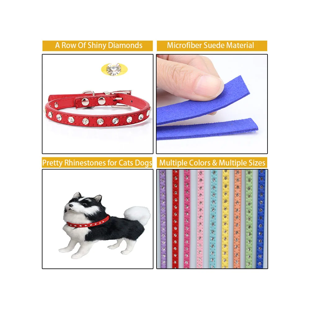 Ошейник для собак кристаллы в один ряд бриллиантовый ошейник маленьких средних