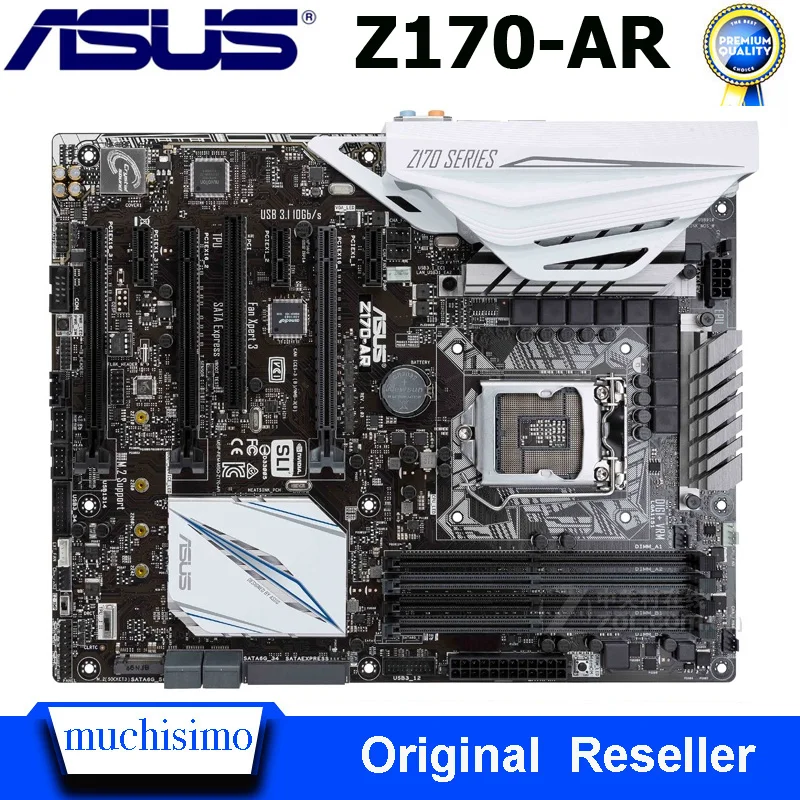

Asus Z170-AR Motherboard LGA 1151 i7 i5 i3 DDR4 64GB PCI-E 3.0 M.2 SSD CHAI CrossFireX PC Intel Z170 Gaming Placa-mãe 1151 Used