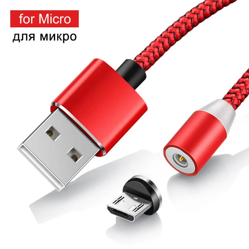Red for Micro Elough Магнитный зарядный Micro USB кабель зарядное устройство для iPhone Xiaomi Мобильный телефон Магнит USB зарядное устройство Тип C кабель Шнур El360 - Цвет: Red for Micro