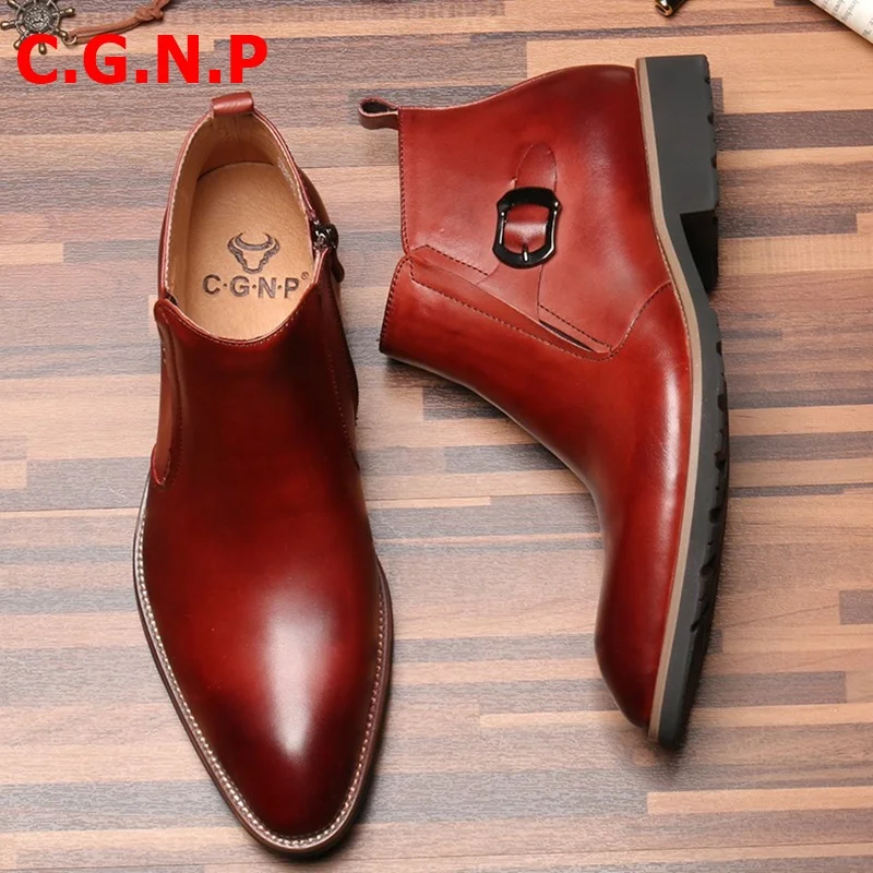 Осенние мужские ботинки с ремешком из натуральной кожи | Обувь