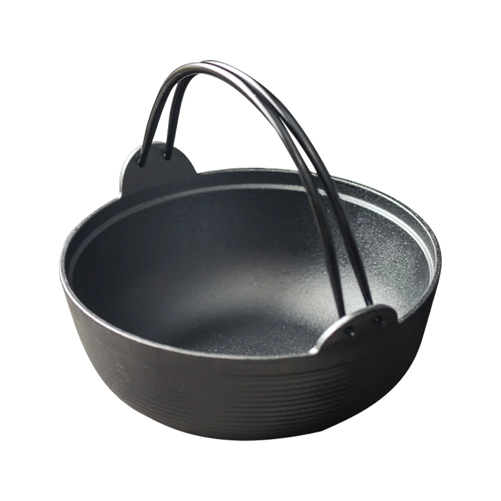 

1pc Durable Indoor Outdoor Saucepan Large-capacity Uncoated Iron Cooking Pot