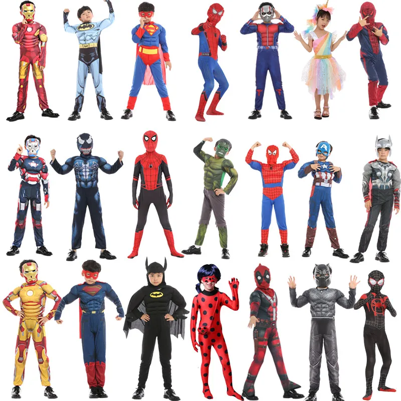 Хэллоуин Рождество мускул супергерой Капитан Костюм Человек паук Халк пантера