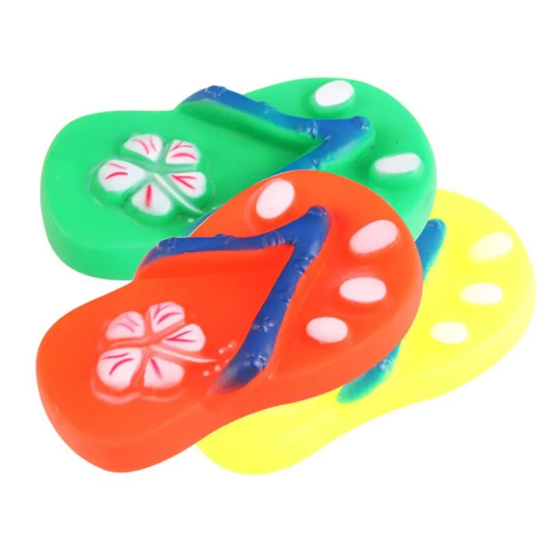 1 Piece Random Color Rubber Pet Puppy Toy Chew Play Slipper Flip-flops Shape Squeaky Sound Cute for Small Dogs Supplies | Дом и сад
