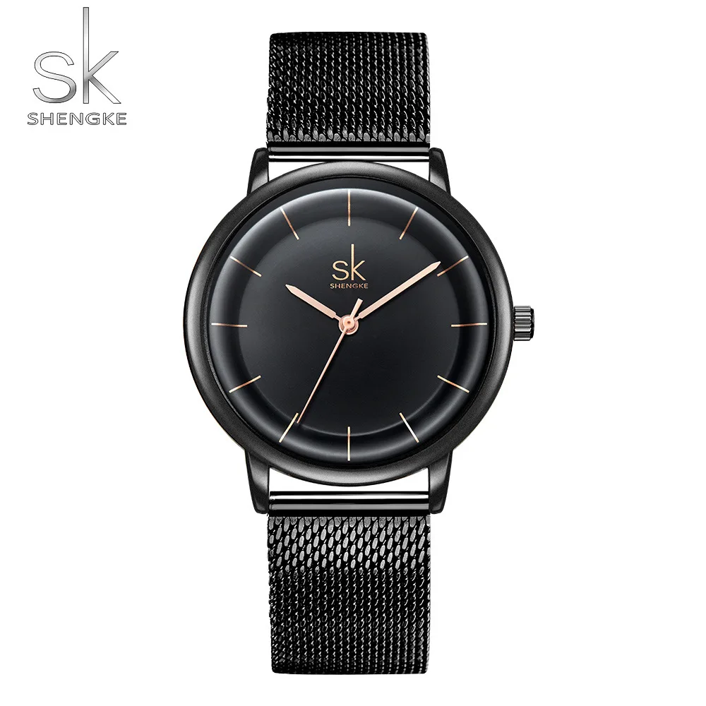 

Shengke 2021 New Simple Ladies Watch Fashion Trend Belt Student Waterproof Quartz Women's Black Watch Kids Watches Girls